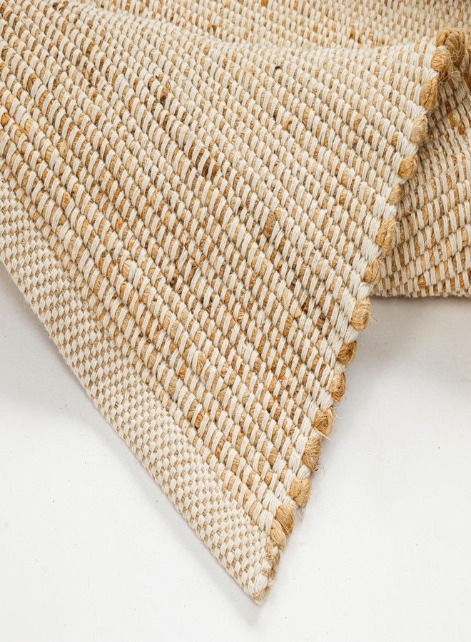 KEMA Jute Cotton Area Rug - 8'x2' Natural Hand Woven Reversible Entry Area Rugs Vintage Farmhouse Bohemian Rectangular Floor Rug for Bedroom, Kitchen, Living Room, Indoor-Outdoor - Image 4